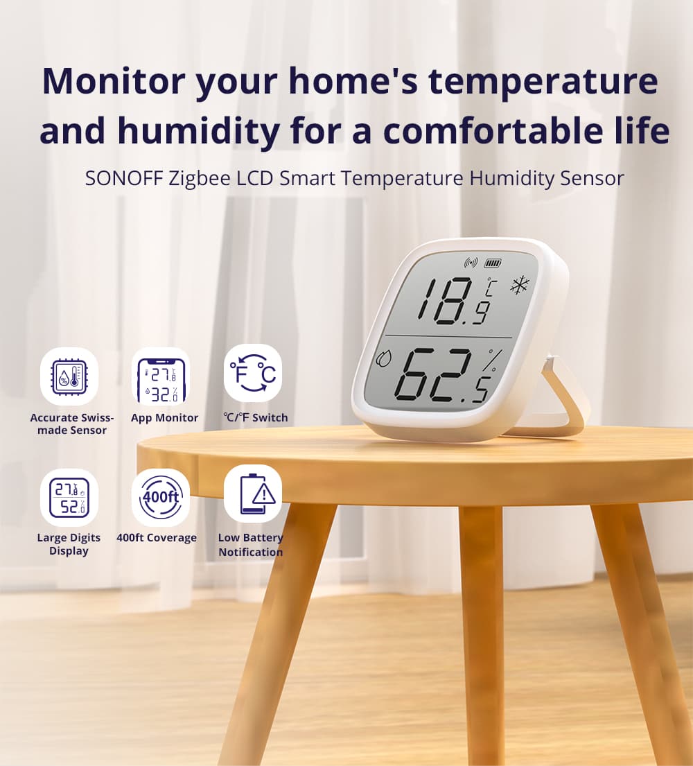 SONOFF SNZB 02D Zigbee Temperature Humidity Sensor with 2.5" LCD Screen for EWeLink SONOFF ZigBee Bridge Alexa Google Home Alice