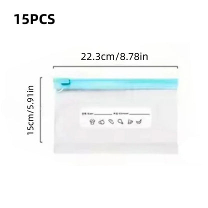 3 Sizes Food Grade Reusable Fresh Keeping Bags Zip Lock Seal Stand Up Storage Bags for Fridge Food Organization For Home Fridge