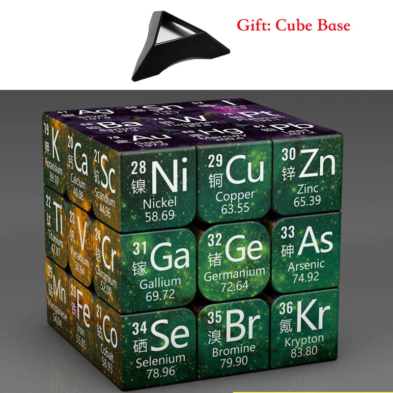 3x3x3 Magic Puzzle Cube Math Chemistry Element Physical Kids Puzzle Cube with Base Magico Cubo Children's Gifts Educational Toys