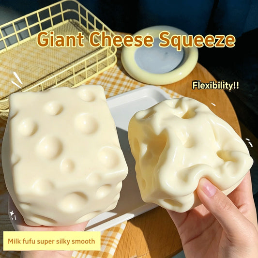 Giant Cheese Cube Stress Ball Squishy Cheese Shapeable Squeeze Ball Non-Bounce Fidget Toy ASMR Sensory Anti-Stress Adults Gift