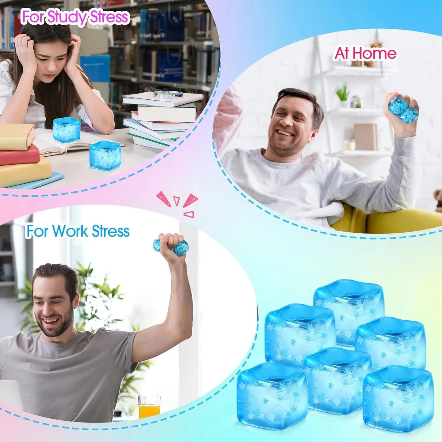 Snowflake Ice Cube Squishy Toys Small Ice Cubes Anti-Stress Colorful Squeeze Toy Super Slow Rebound for Adults Party Favors Gift