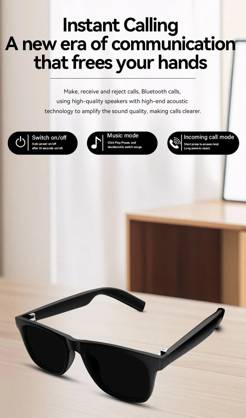 AI Smart Wireless Glasses Bluetooth Sunglasses Remote 8K Control Touch Photo Camera Recording Voice Assistant Translator