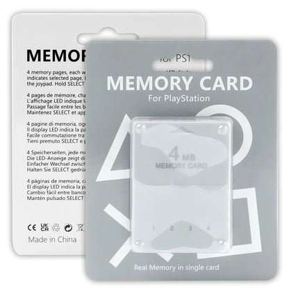 4MB Memory Card for PS1 Game Console Fast Read Write, ABS Material Game Saving Card Compatible with PS1 Classic Game Systems