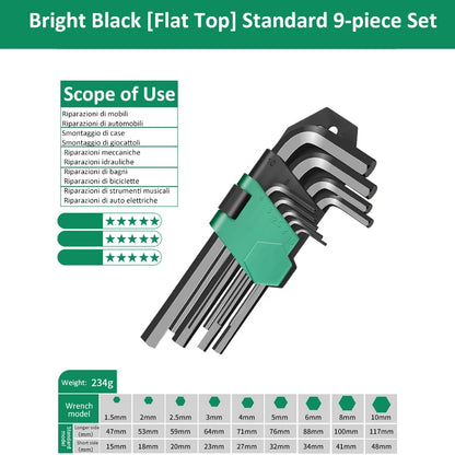 9Pcs Hex Wrench Set L Type Allen Key Set 1.5-10MM Hexagon Flat Ball Torx Star Head Spanner Screwdriver Set Household Hand Tools