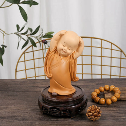Mini Little Monk Statue Resin Monk Figurine Cute Buddha Monk Statue Decoration Home Living Room Desktop Ornament Children's Gift
