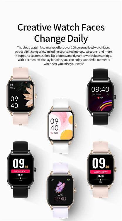 LIGE Smart Watch Answer/Make Call 1.85" Smartwatch for Android iOS Heart Rate Sleep Monitor Pedometer Waterproof Fitness Watches