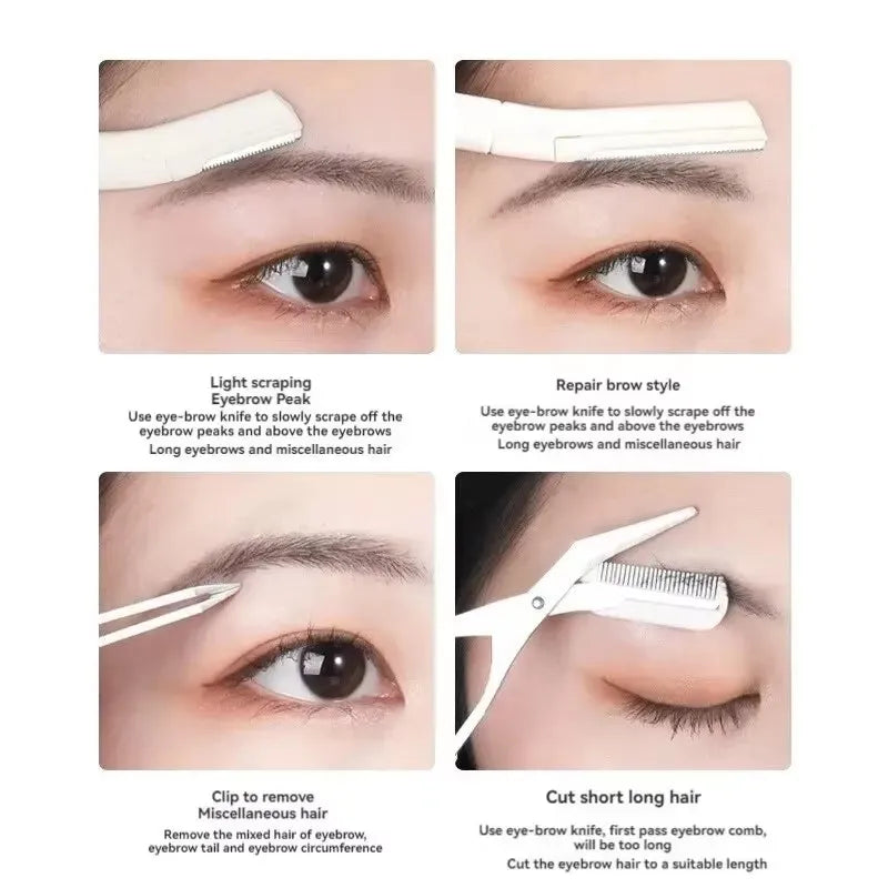1/3pieces Stainless Steel  Eyebrow Trimmer beauty Tools For Beginners eyebrow with Comb