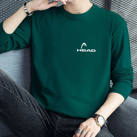 Men's Spring Long-Sleeved T-Shirt round Neck Printed Large Size Trendy Quality Top Casual Fashion Men's Clothing