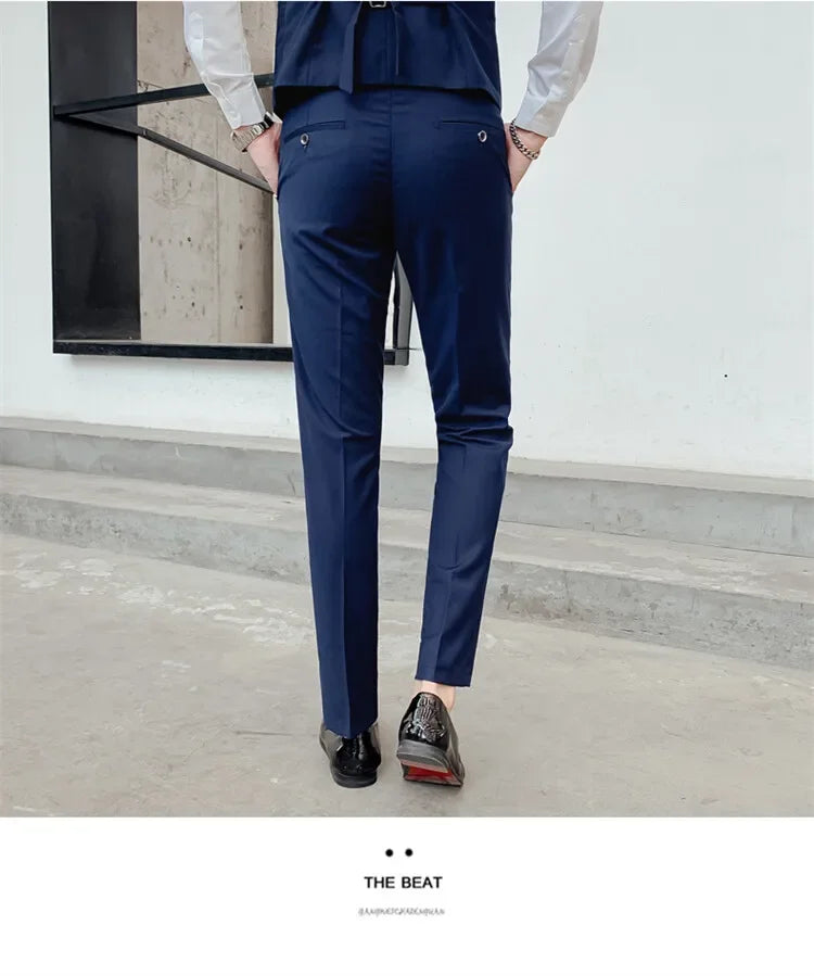 S-7XL Suit (Blazer+ Vest + Trousers) Men's Fashionable Gentleman Business Banquet Korean-style Formal Dress Casual Wedding Suit