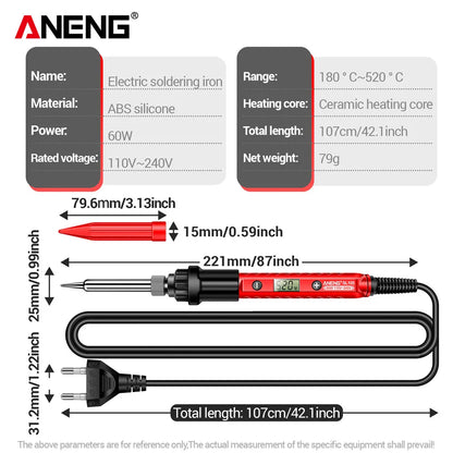 Digital Display Electric Soldering Iron ANENG SL105 Adjustable Temperature EU/220V US/110V Portable Kit Weld Solder Repair Tools