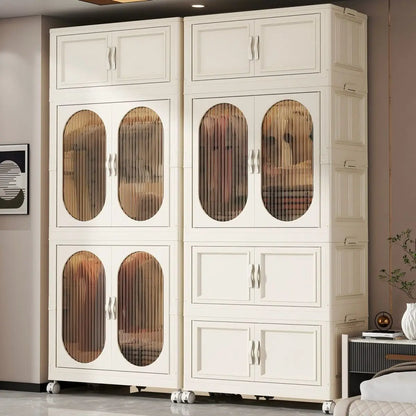 Foldable Baby Closet Plastic Infant Wardrobe Children's Clothing Storage Cabinet for Home Bedroom No Installation Needed