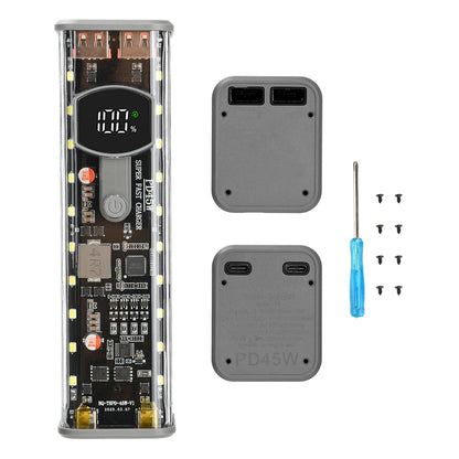 8×18650 battery case, DIY battery storage box with PD 45W super-fast charging, solder-free power bank casing, with outdoor light
