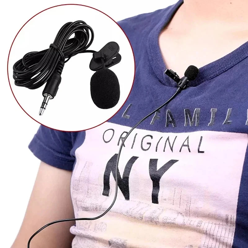 Portable Clip-on Lapel Lavalier Microphone 3.5mm Jack Hands-free Mini Wired Condenser Microphone For Iphone SamsungXiaomi Laptop