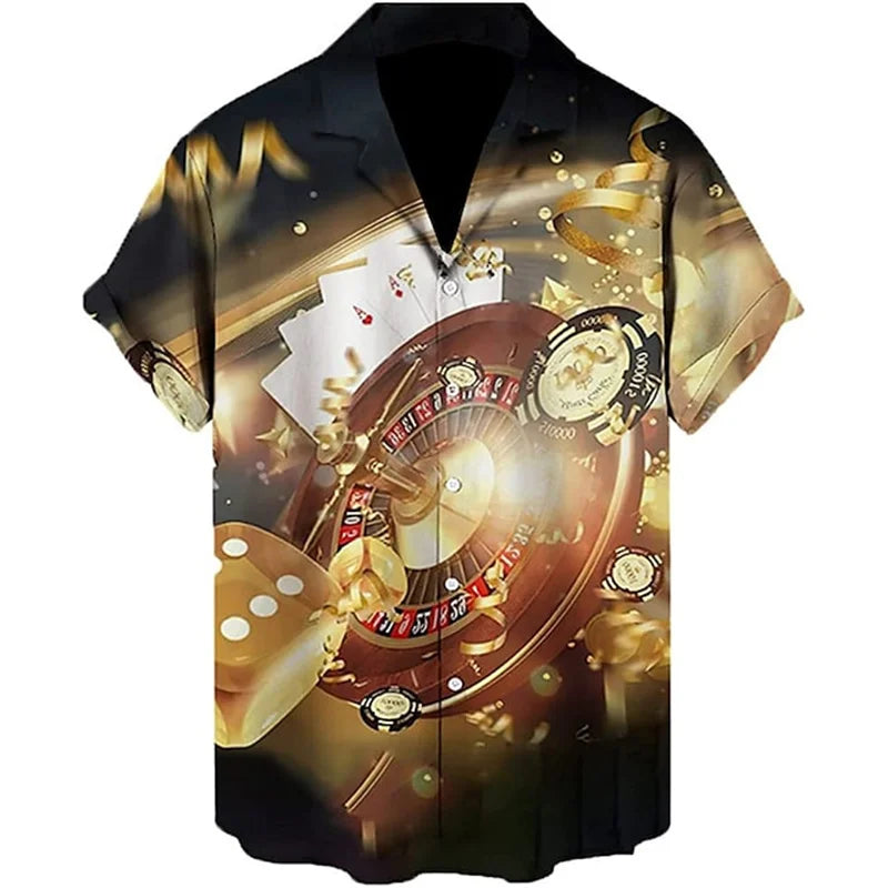 Men's 2026 Casual 3D Shirt with Poker Card Printing Fun Shirt Street Men's Summer Short Sleeved Clothing Men's Outdoor Clothing
