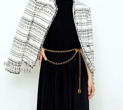High Quality Metal Waist Chain Belts For Women Round Flower Pendant Chain Strap Rope Female Fine Waistband Dress Shirt Decoratio