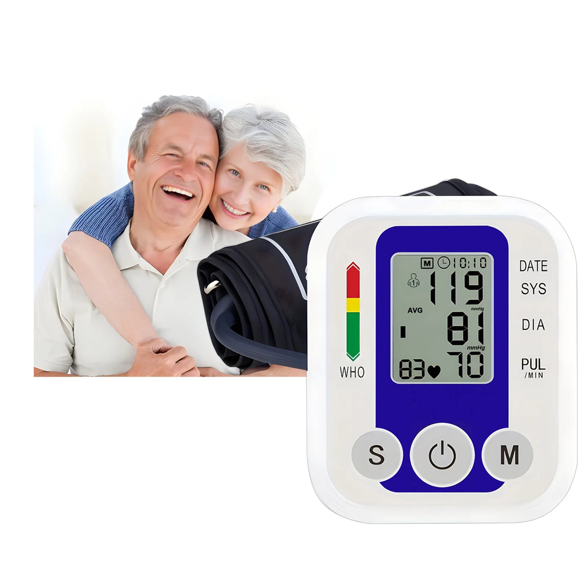 Digital Blood Pressure Monitor BP Automatic Tensiometer Upper Arm Cuff Home Medical Sphygmomanometer with Memory