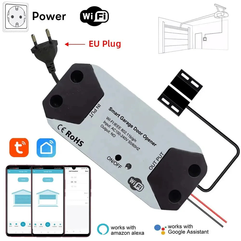 Tuya WiFi Switch Garage Door Controller Smart Door Opener Work with Alexa Google Home Smart Life Tuya APP Control No Hub Require