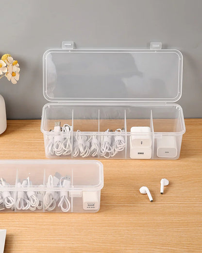 Transparent Data Cable Organizer Case Classification Dustproof Card Organizer Lid Clutter Collection Box for Office Home New