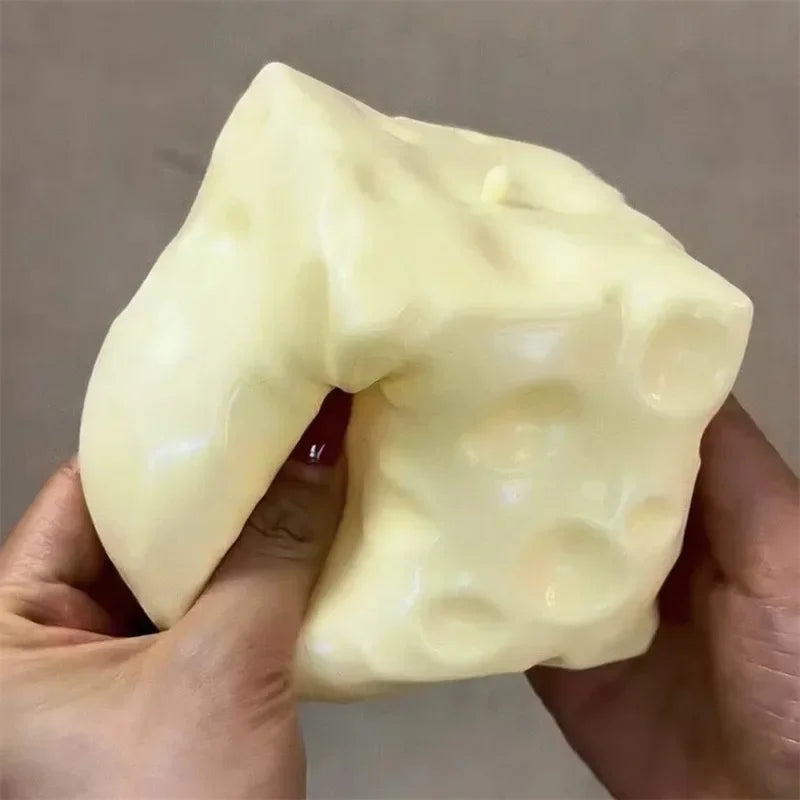 Cheese Cube Pressure Ball Large Cheese Deformable Squeeze Ball No Bounce Fidget Toy Sensory Anti Pressure Christmas Gift