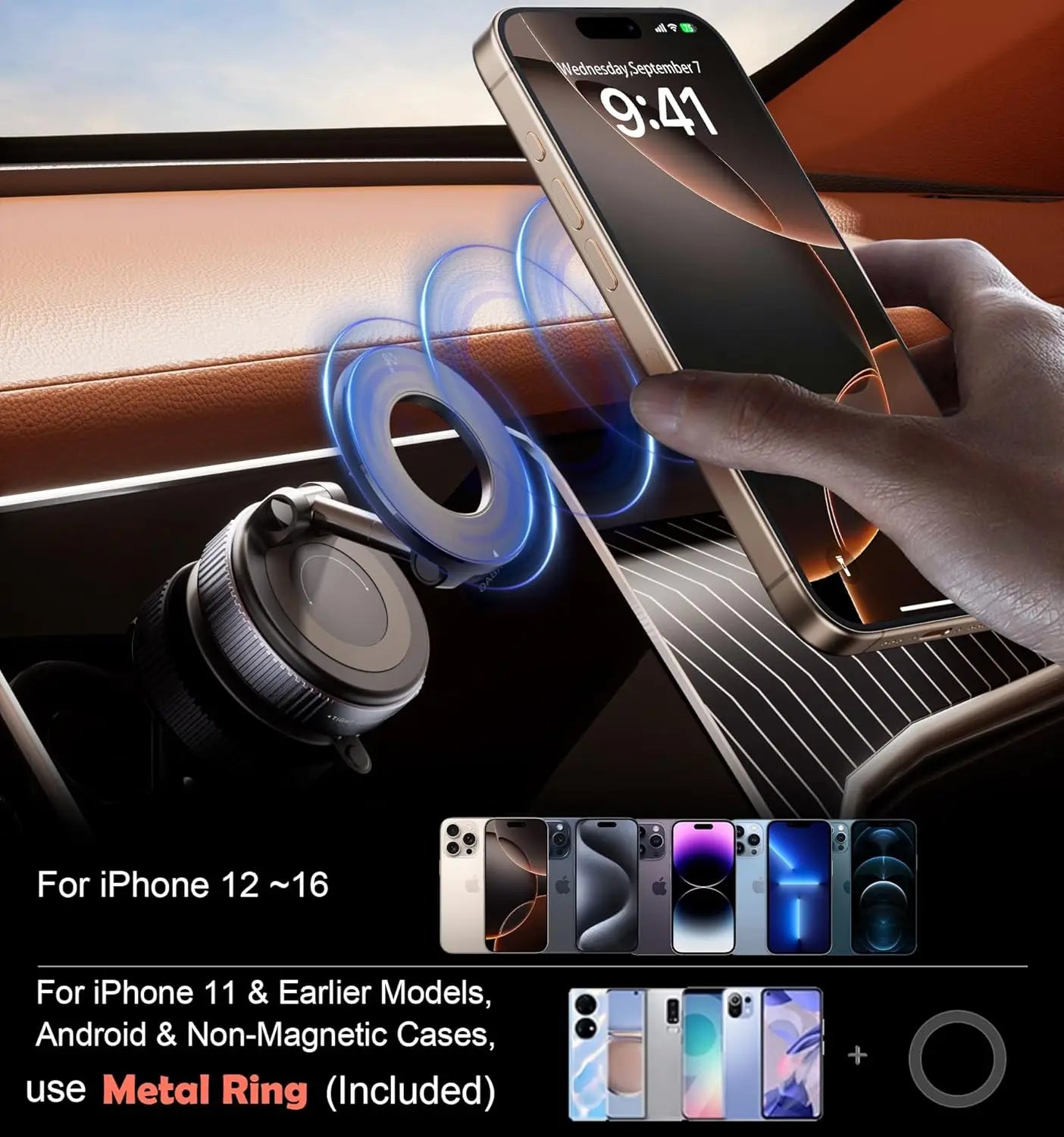 Car Mount Electric Vacuum Magnetic Holder 360° Adjustable Foldable Strong Suction Stand For GPS in Car For All Smartphones