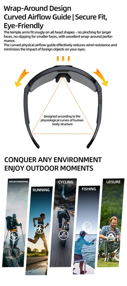 AI Smart Glasses 2026 New, 1200P HD Camera, 30MP Photo, Real Time Translation, Voice Control, Wireless 5.3 for Outdoor Vlog Use