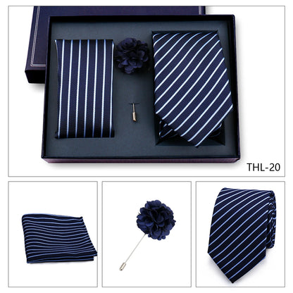 Elegant Ties For Men Classic Paisly Neck Tie Pocket Square Brooch Set With Gift Box Mens Business Wedding Suit Accessories