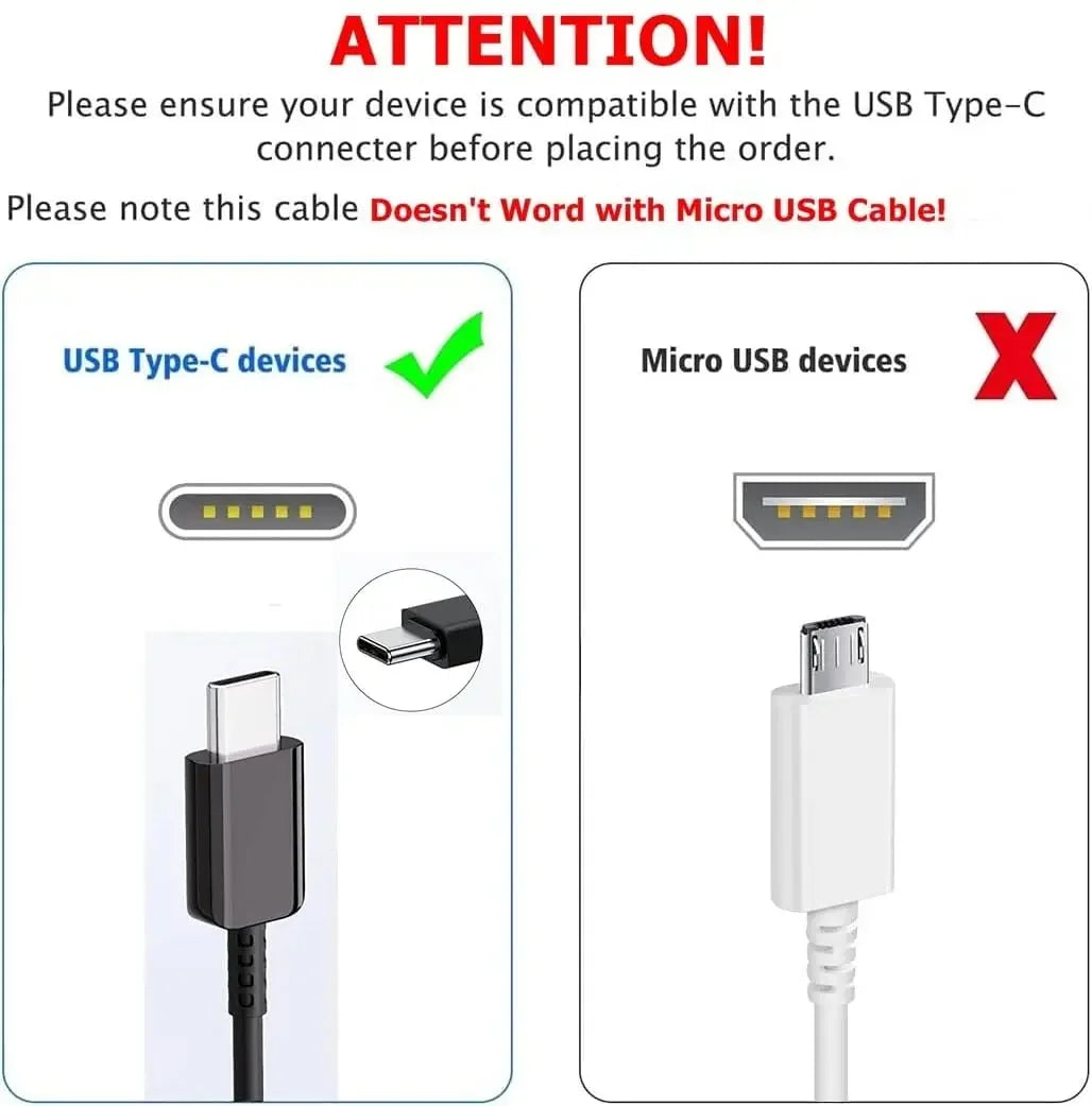 Samsung 15W Super Fast Charger Power Adapter 1.2M USB Type C Cable For Galaxy Note 8 9 S8 S9 S10 A15 A14 A24 A13 A33 A32 A42