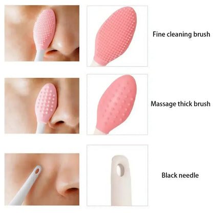 1PC/4PCS Wash Silicone Brush Beauty Skin Care Face With Replacement Head Exfoliating Nose Clean Blackhead Removal Brushes Tools