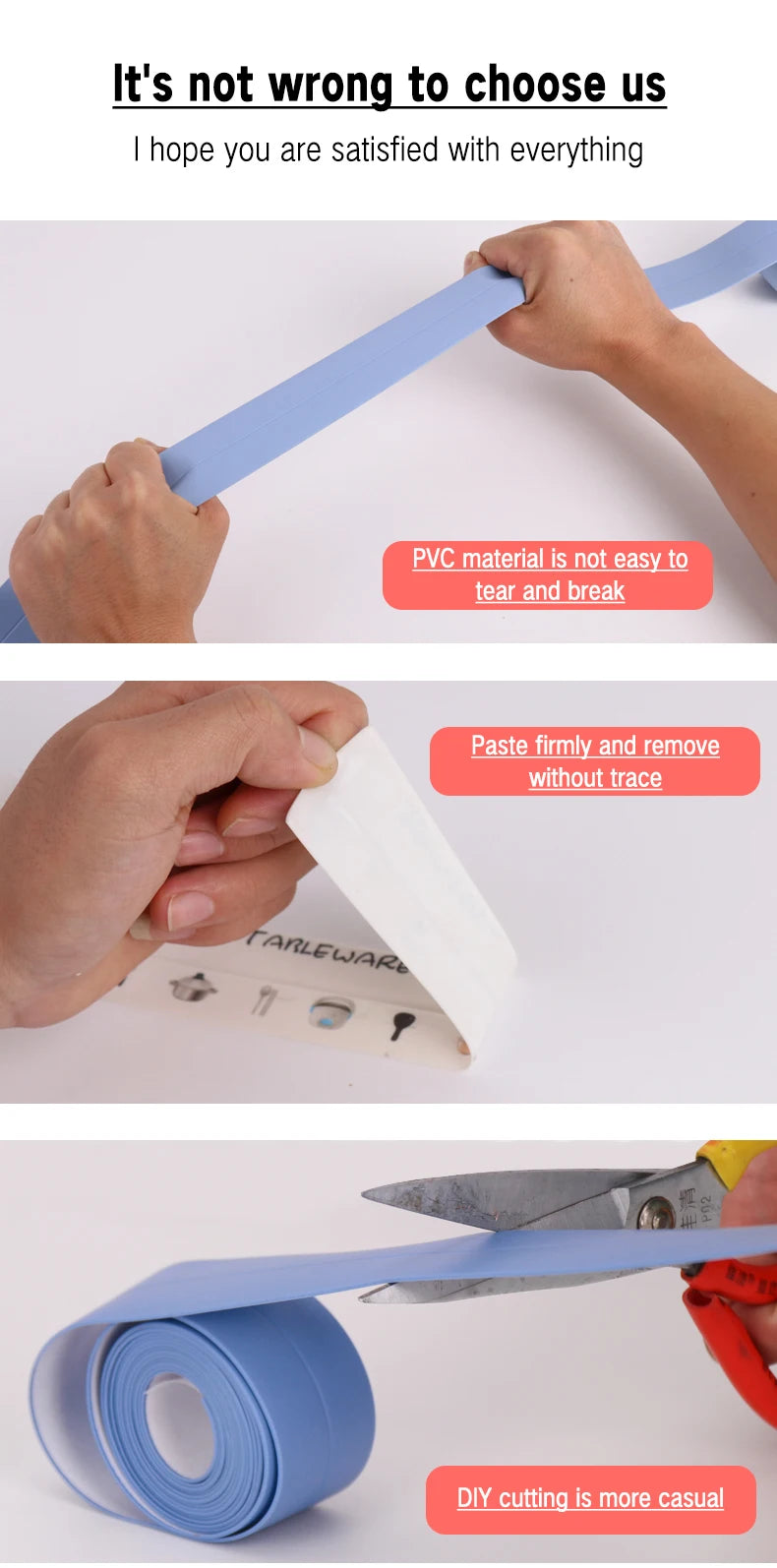 Sealing Tape For Bathroom Kitchen Accessories Shower Bathtub Caulk Strip Self Adhesive Waterproof Wall Sticker Sink Edge Tape