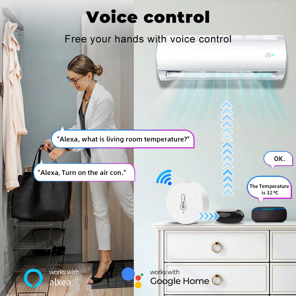 EWelink ZigBee Temperature Humidity Sensor Battery Powered Ewelink APP Control Home Environment Monitor works with Alexa/Google