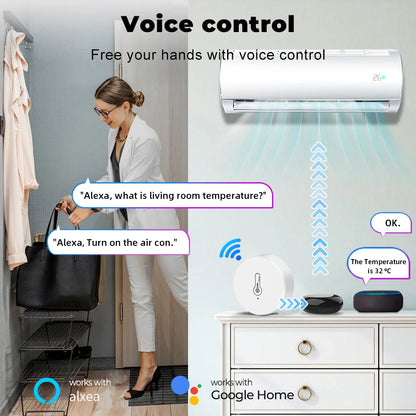 EWelink ZigBee Temperature Humidity Sensor Battery Powered Ewelink APP Control Home Environment Monitor works with Alexa/Google