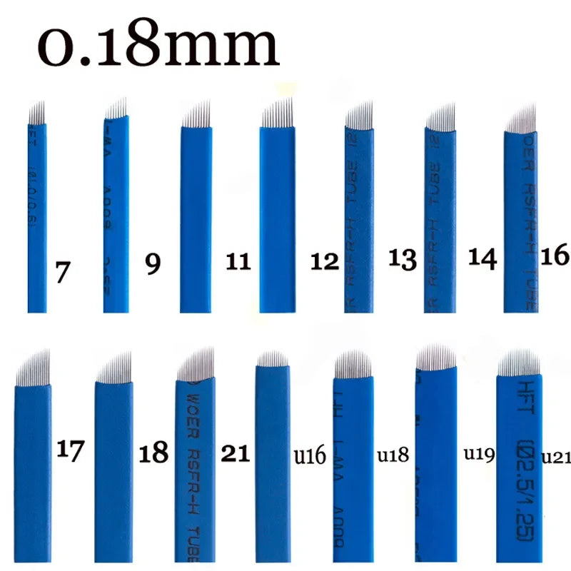 50pcs Tebori 0.18mm Tattoo Microblading Blades Needles for Permanent Makeup Manual Eyebrow Blades Sizes