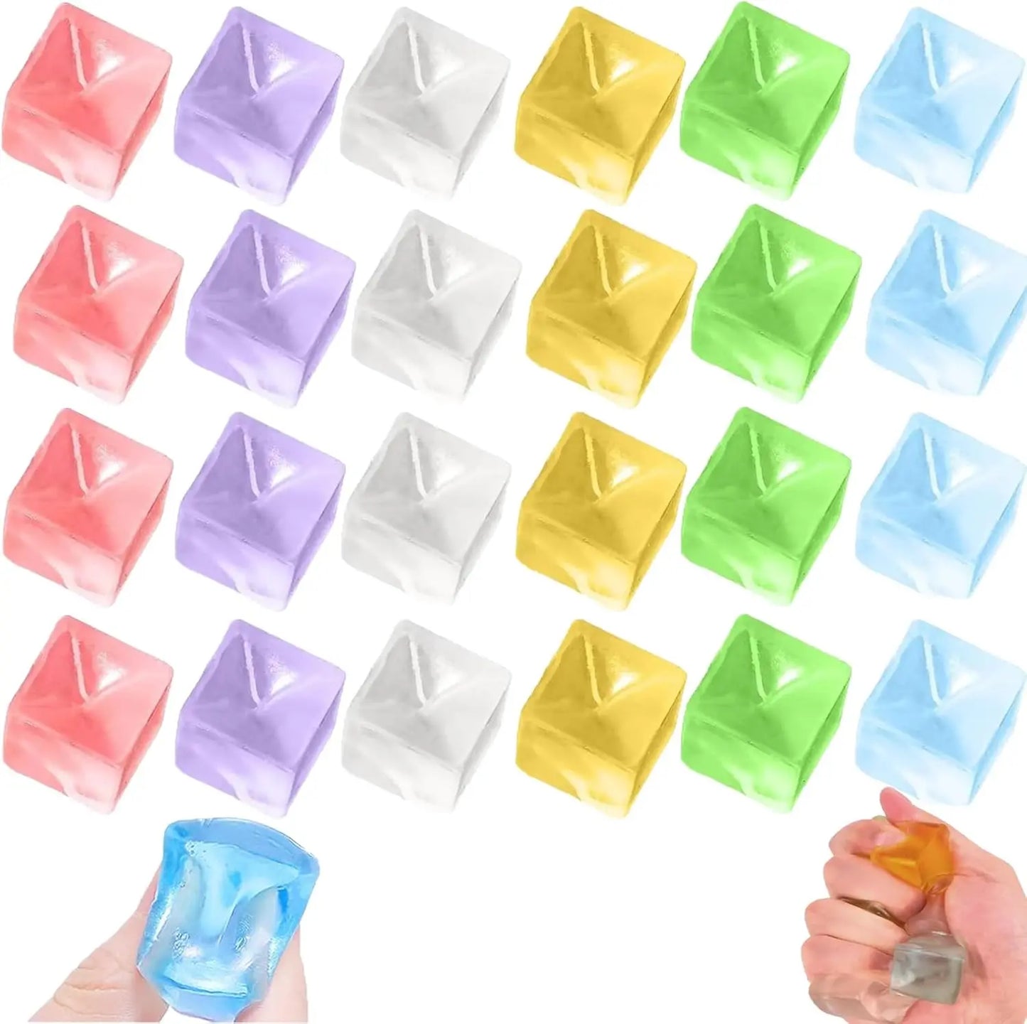 Fidget Toy Mini Squishy Toys Mochi Ice Block Stress Ball Toy Kawaii Transparent Cube Cat Paw Fish Stress Relief Squeeze Toy