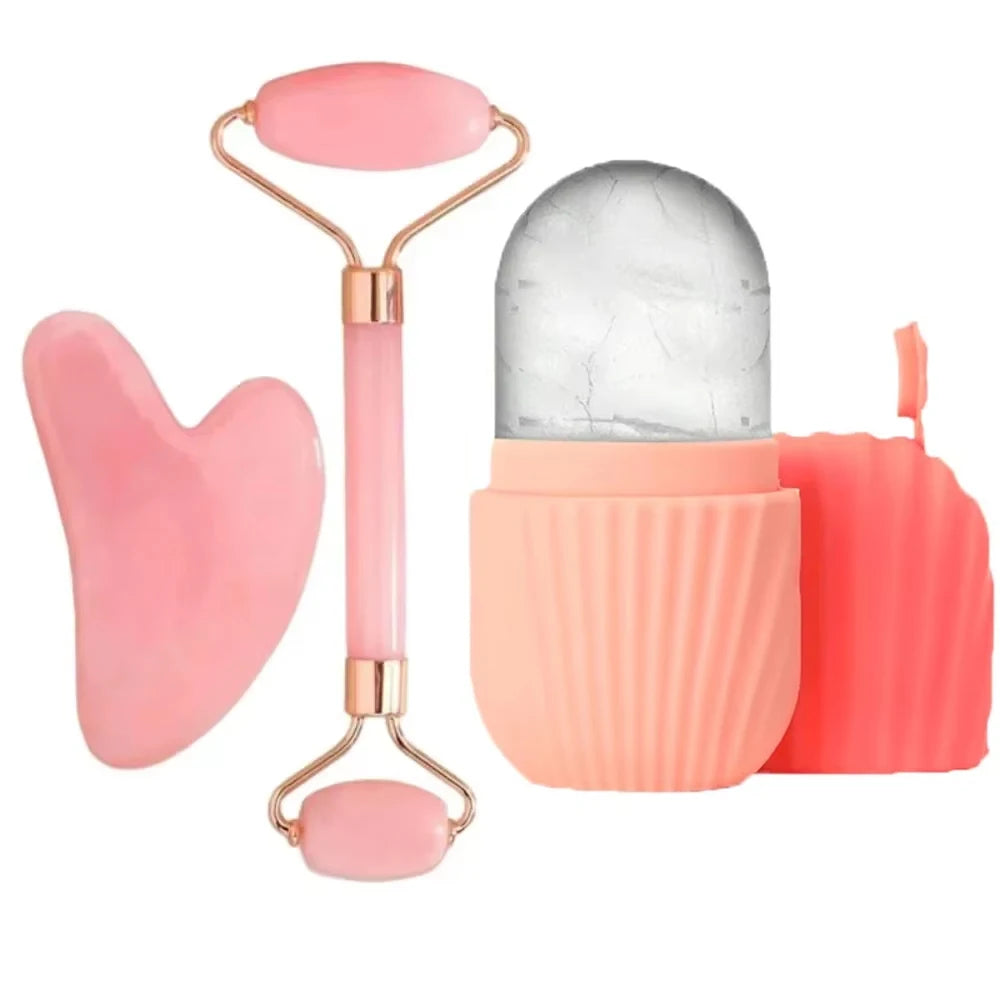 3Pcs Ice Face Roller Gua Sha Board Facial Face Massager Kit Massage Roller  Face Lifting Contouring Tools Beauty Skin Care Tools