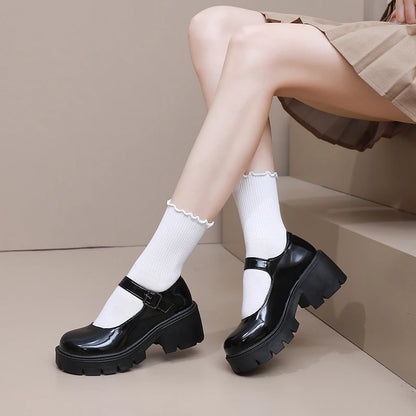 Women Mary Jane Shoes Vintage Girls Platform Pumps High Heels Platform Lolita Shoes Japanese Style College Sweet Student Shoes