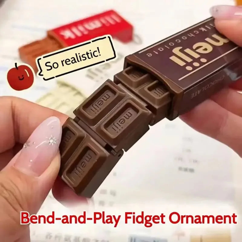 Fidget Toy Simulated Meiji Chocolate Bendy Snap-And-Play Stress Relief Jp Style Keychain Pendant Funny Gifts Creative Gadgets