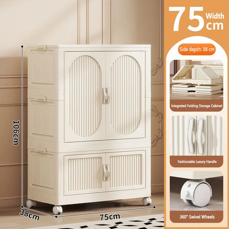 Foldable Baby Closet Plastic Infant Wardrobe Children's Clothing Storage Cabinet for Home Bedroom No Installation Needed