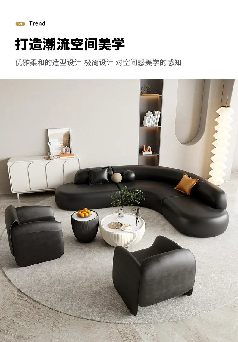 Italian Minimalist Office Sofa Modern High-end Living Room Corner L-shaped Reception Sofa Guest Area Office Furniture FYOS