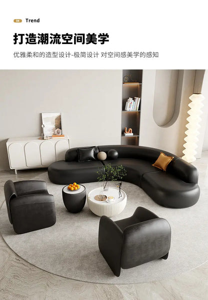 Italian Minimalist Office Sofa Modern High-end Living Room Corner L-shaped Reception Sofa Guest Area Office Furniture FYOS
