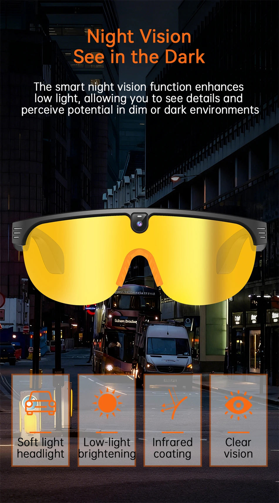 4K Polarized AI Smart Cycling Glasses Men 800W Camera Video Recording Translation Sunglasses Bluetooth Call Music Sports Glasses