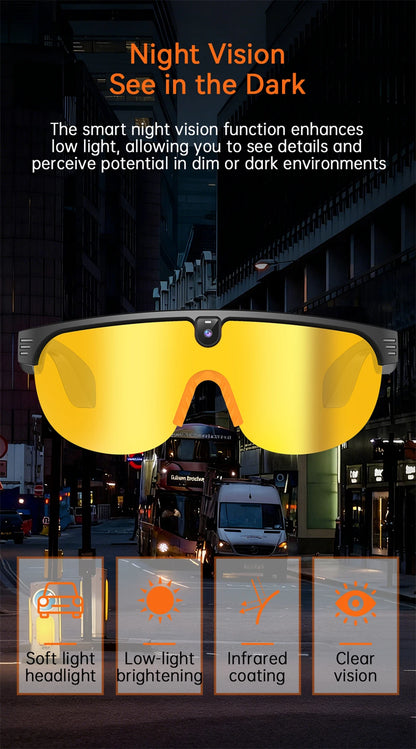 4K Polarized AI Smart Cycling Glasses Men 800W Camera Video Recording Translation Sunglasses Bluetooth Call Music Sports Glasses