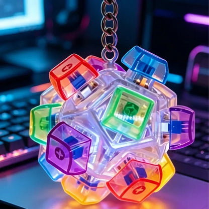 NEW LED Keyboard Keychain Fidget Toy Crystal Clicker Sensory Toy for Stress Relief Keyboard Keychain Fidget Gadget for Adults