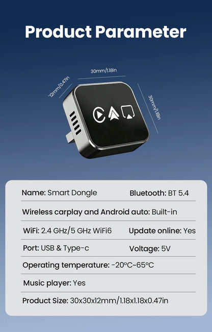CarRocket 2026 4in1 New  Carplay Adapter Wireless Android Auto Mirror Link Smart MiNi AI Box USB Plug and Play Auto Connect WiFi