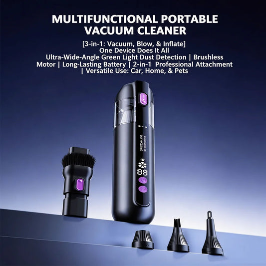 Car Vacuum Cleaner With Brushless Motor Lighting Handheld Vacuum Portable Cordless Compressed Air Duster For Car Home Office