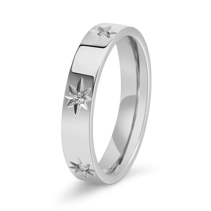 Kolmnsta New 4mm Sunflower Titanium Steel Ring For Women Gold Plated Cubic Zircon Engagement Wedding Rings Couple Jewelry Gifts