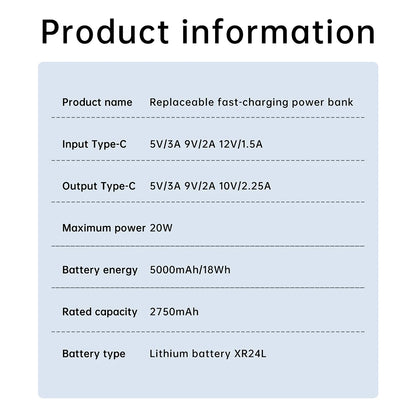 Power Bank Case 1 *21700 Battery Box DIY Kit USB Type-C 20W Fast Charging Power Bank Box Dual Mode Suppors Small Current