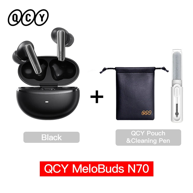 QCY MeloBuds N70 Adaptacyjne ANC Bezprzewodowe słuchawki douszne Bluetooth 6.0 LDAC Hi-Res Audio 6 mikrofonów Ładowanie bezprzewodowe Słuchawki 50 godzin IPX5