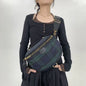 Ladies' fashionable minimalist versatile crossbody bag with broadband grid pattern and lightweight casual handbag