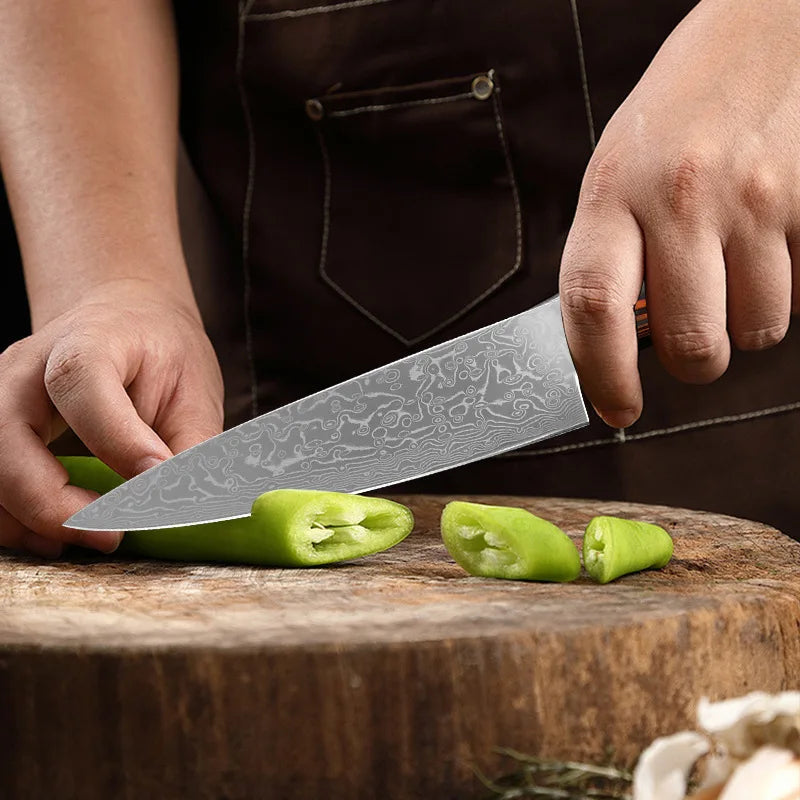 Damascus Steel Kitchen Knife Boning Steak BBQ Meat Cleaver Chef Utility Knife Paring  Kitchen Tools