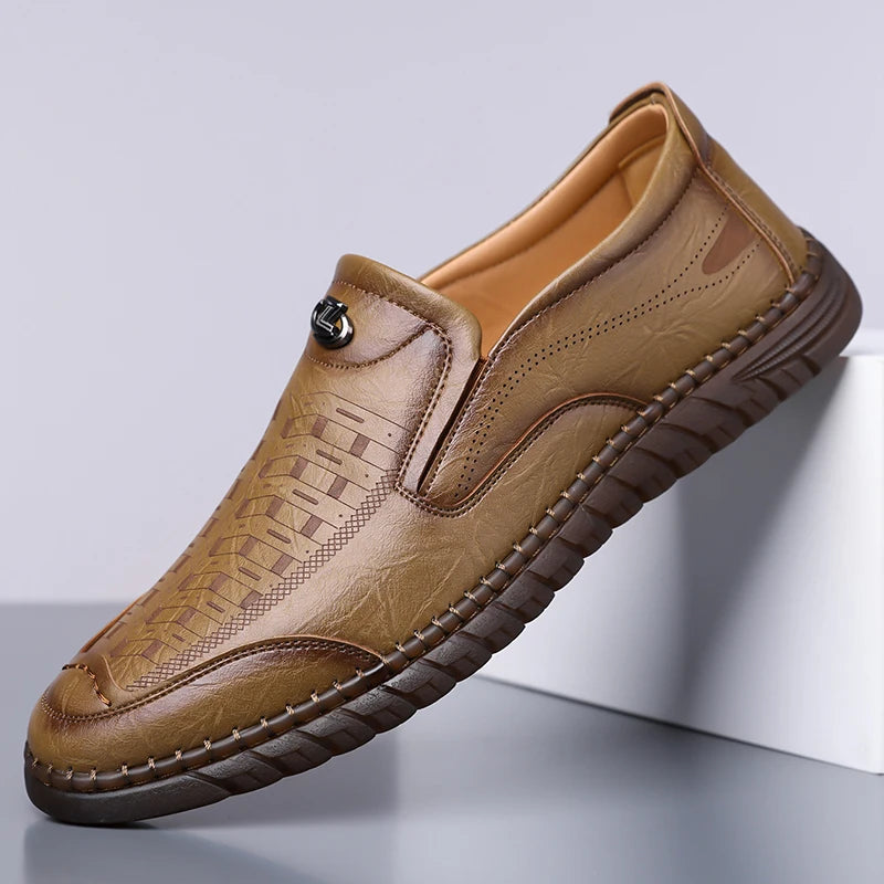 Men's Non-slip Slip-On Loafers, Comfortable Soft Sole Business Casual Shoes, Breathable for Outdoor & Driving-XH502